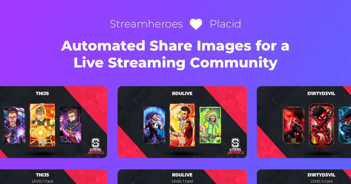 Streamheroes Automated share images for a live streaming community