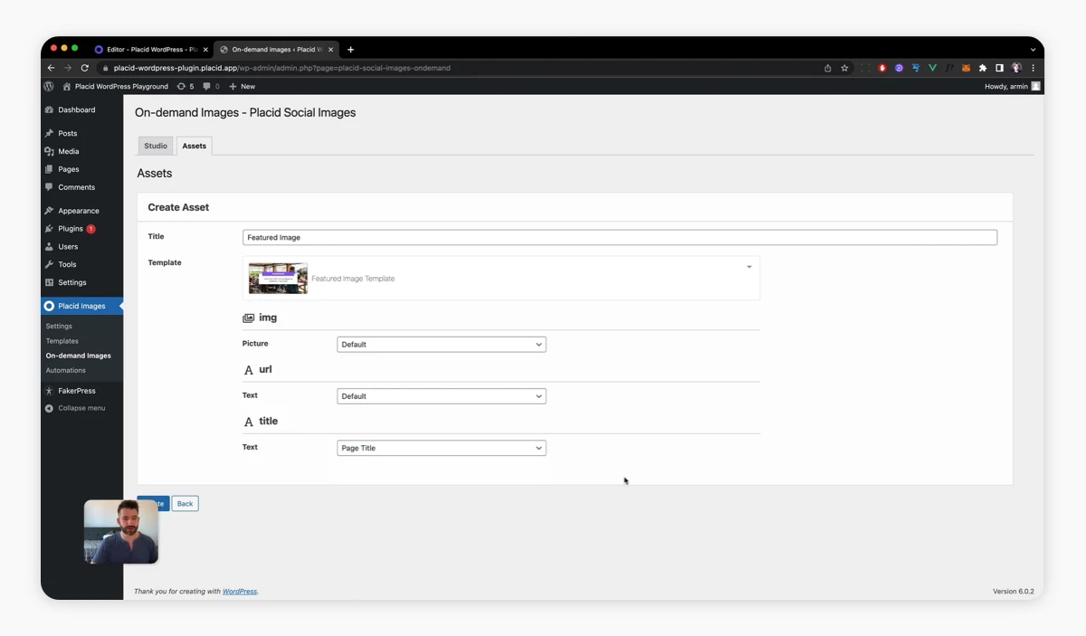 Data mapping inside a Placid asset in WordPress