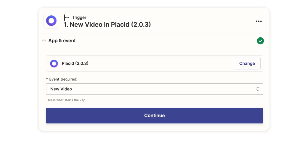 Zapier Trigger - New Video in Placid