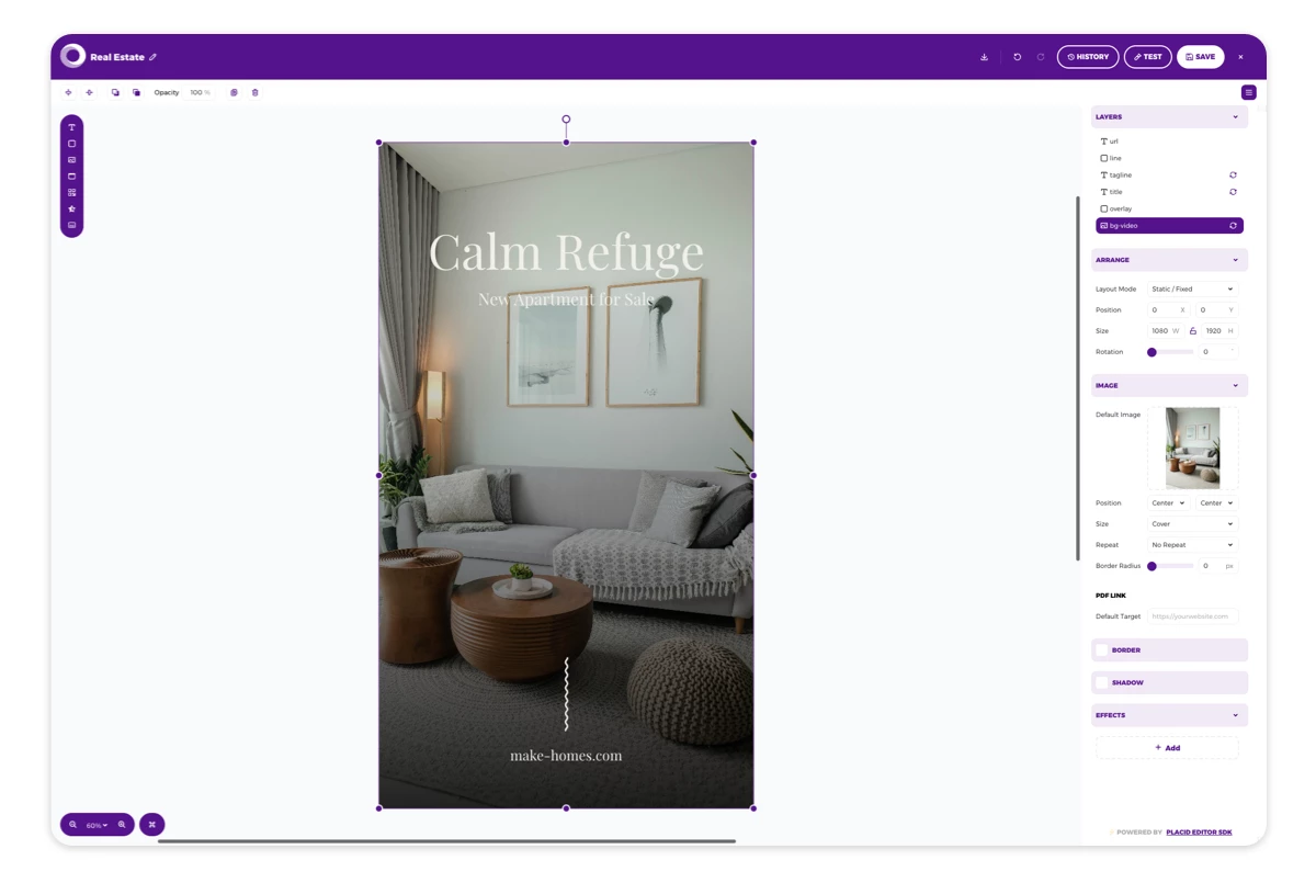 Placid template editor