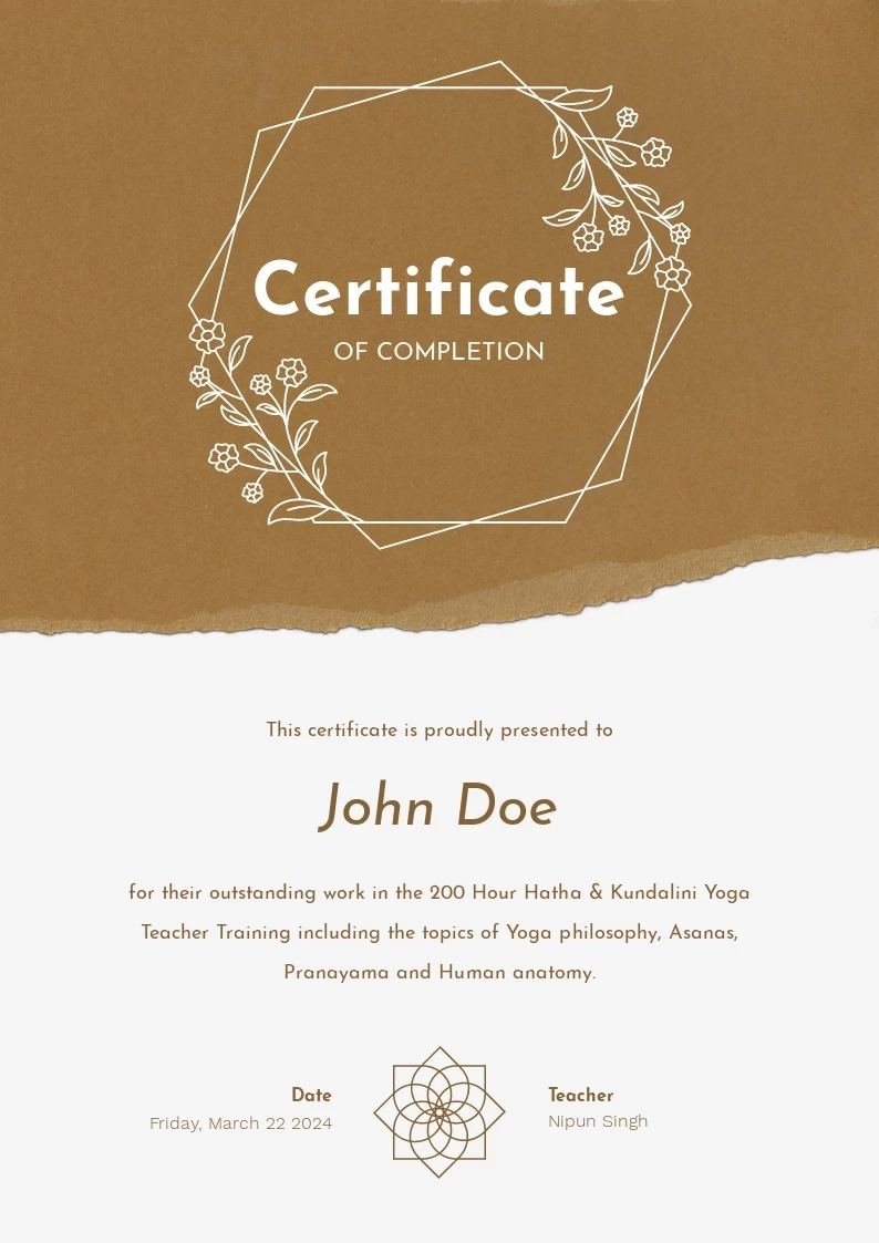 Placid Template Preset with Title Floral Certificate