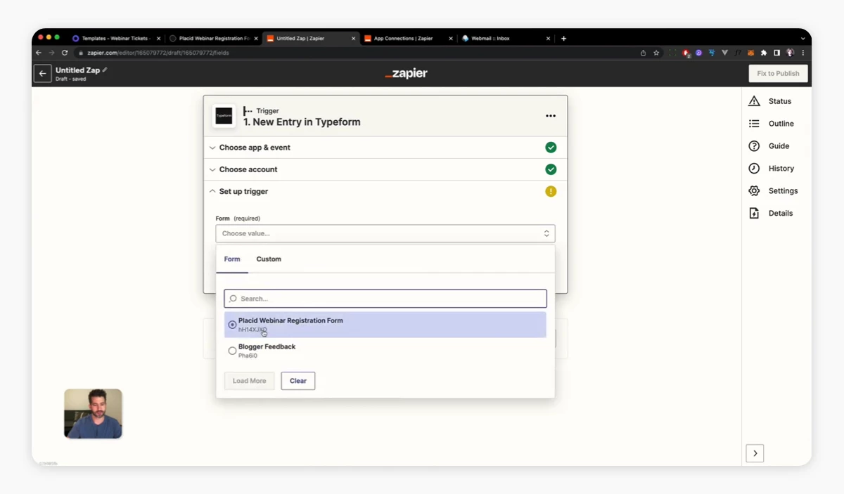 New Entry in Typeform trigger event in Zapier