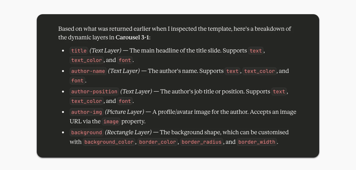 Claude analysis of a Placid template
