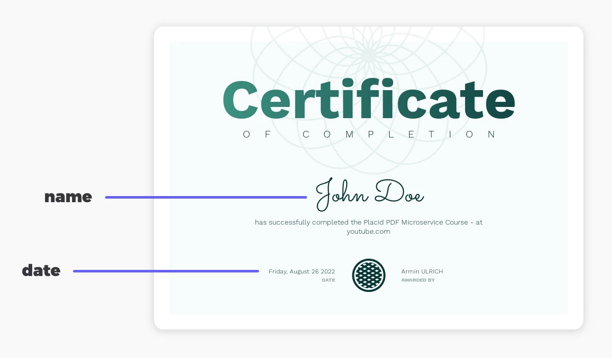 Placid certificate template