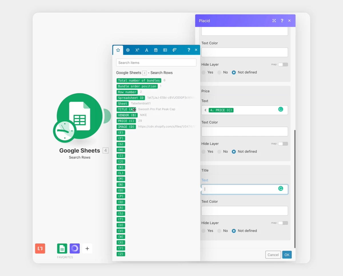 Make Placid module data mapping