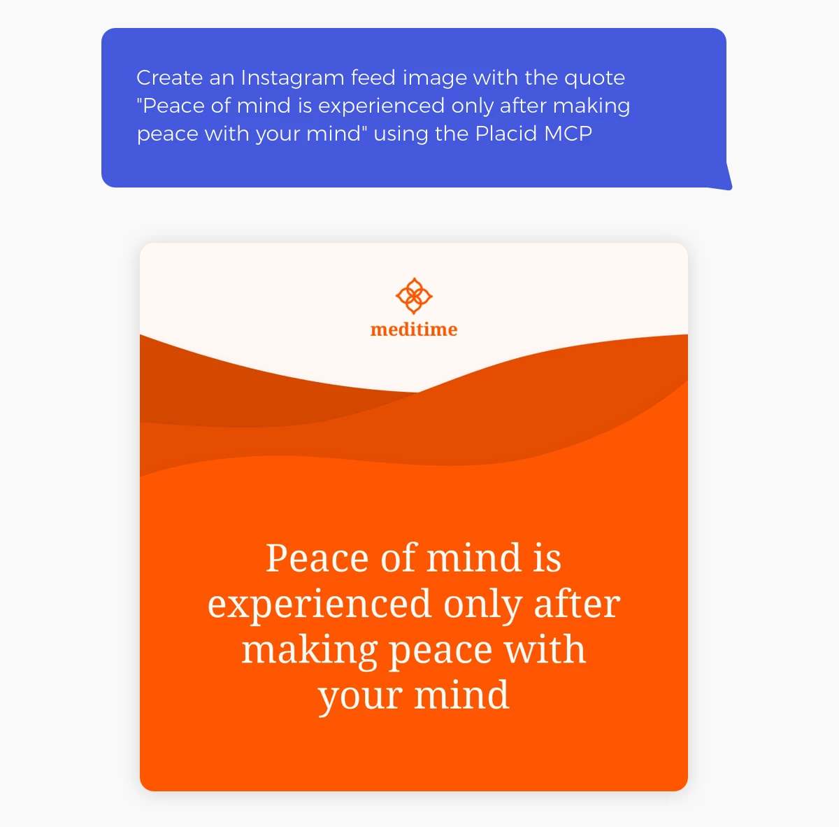 Example of a prompt & image generated by the Placid MCP