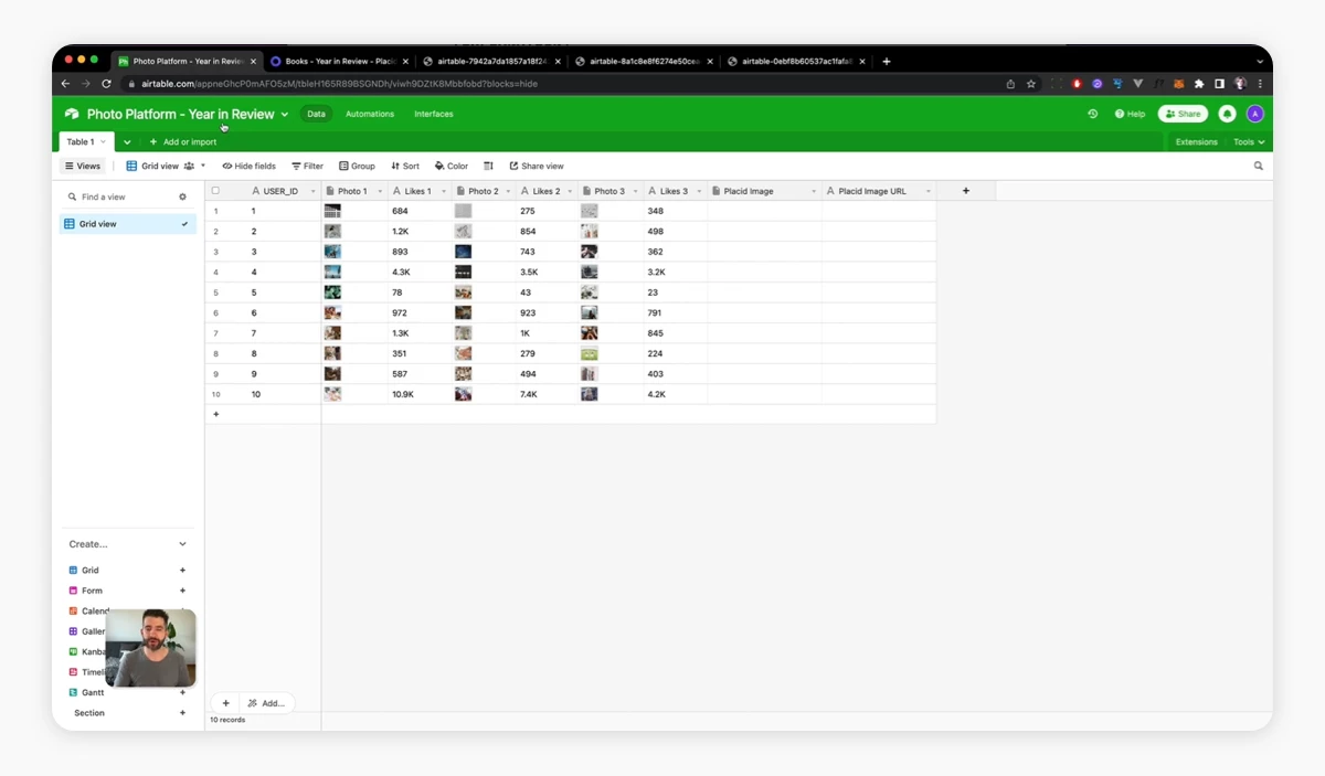 Airtable with data for an image automation