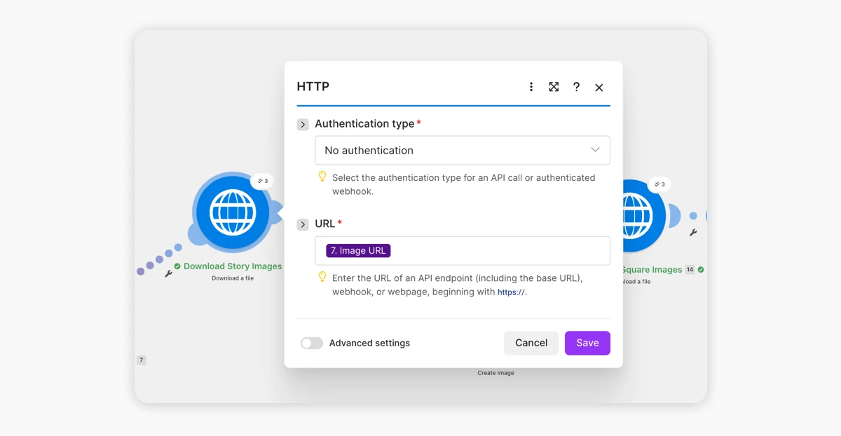 HTTP module configuration in Make