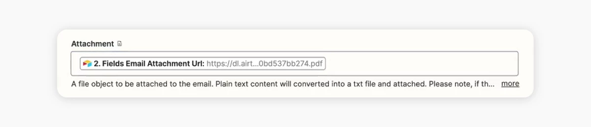Dynamic attachments in a Zapier email action