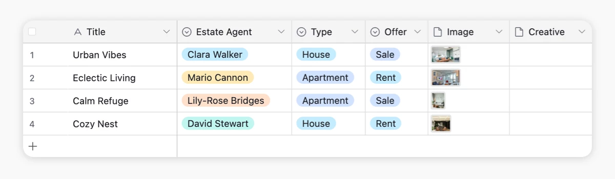 Airtable data for video generation