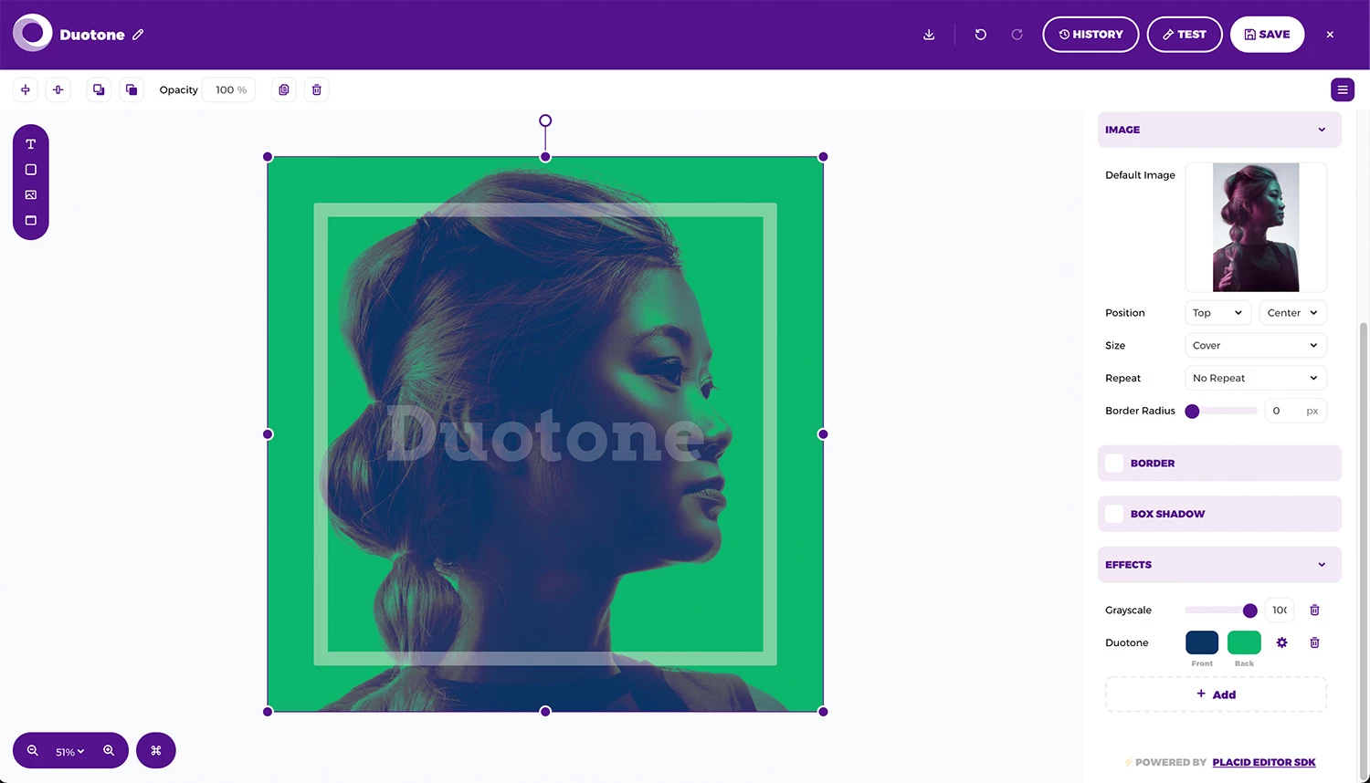 Placid Editor - Duotone example