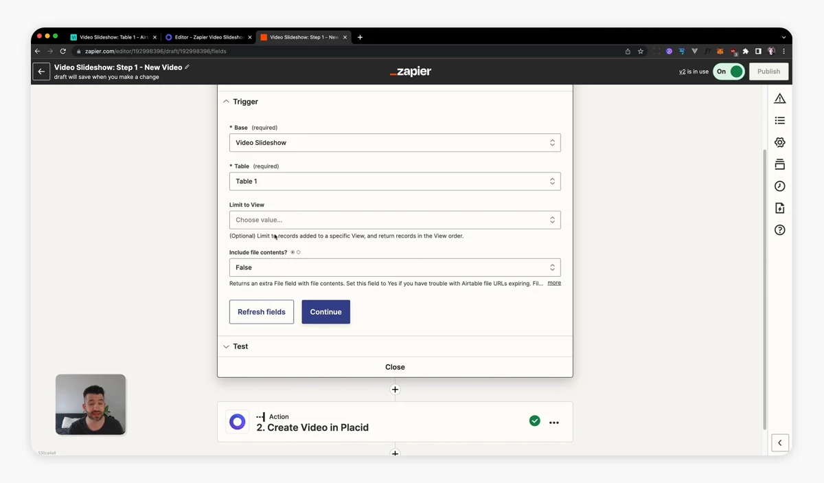 Zapier setup for a Placid workflow