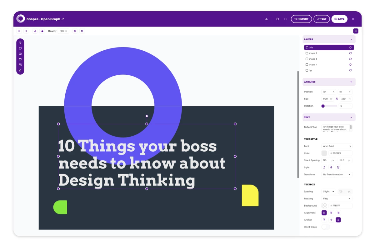 Placid Editor with Open Graph template design