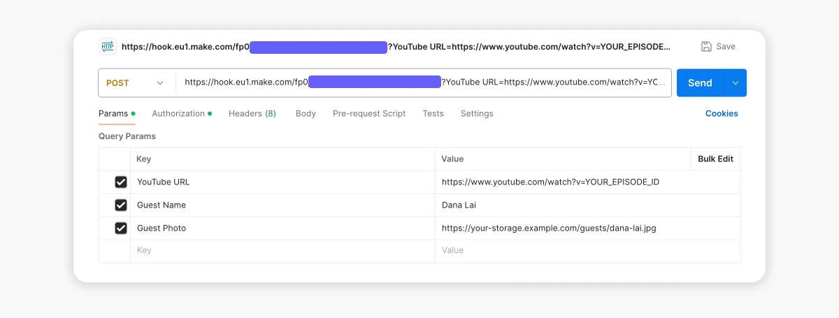 Send Webhook data via Postman