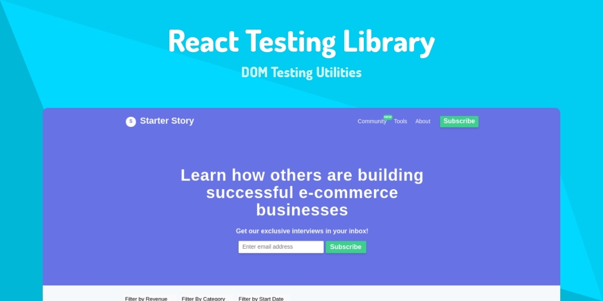 React Testing Library - DOM Testing Utilities - Made with React.js